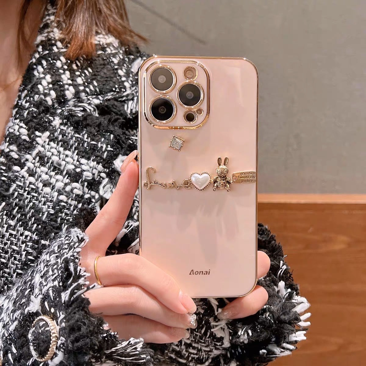 iPhoneケース かわいい 立体 うさぎ ハート スマホケース