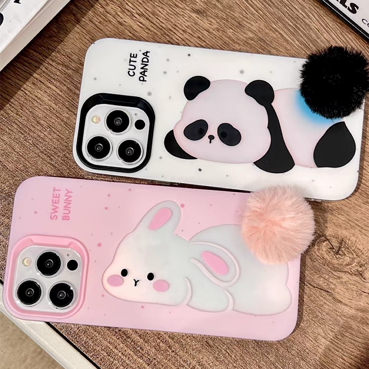 iPhoneケース かわいい パンダ うさぎ もふもふ 尻尾 スマホケース