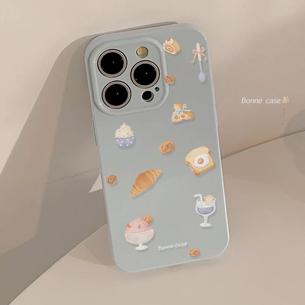 iPhoneケース かわいい パン スイーツ ブルー スマホケース