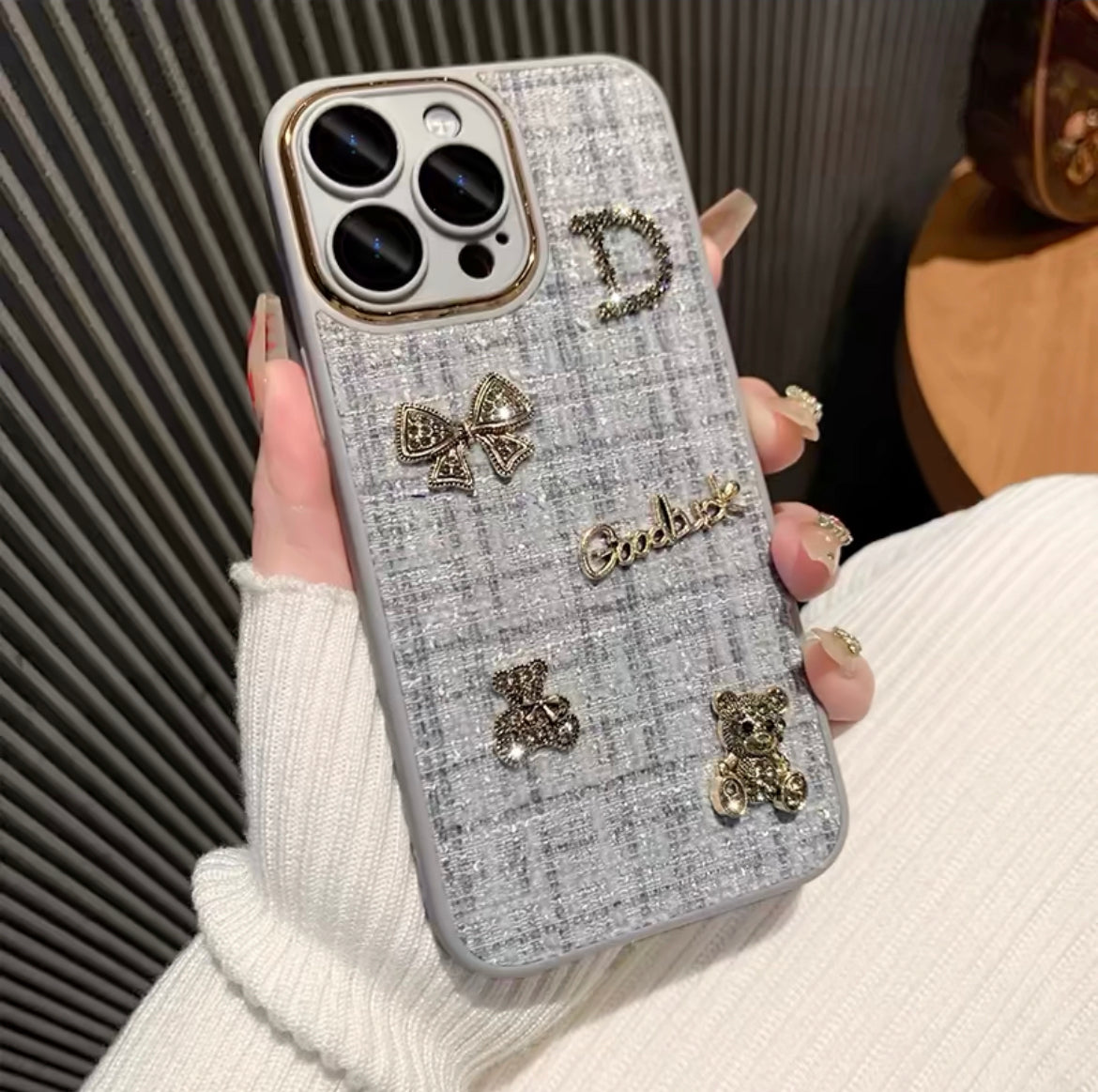 iPhoneケース ゴールド くま かわいい スマホケース