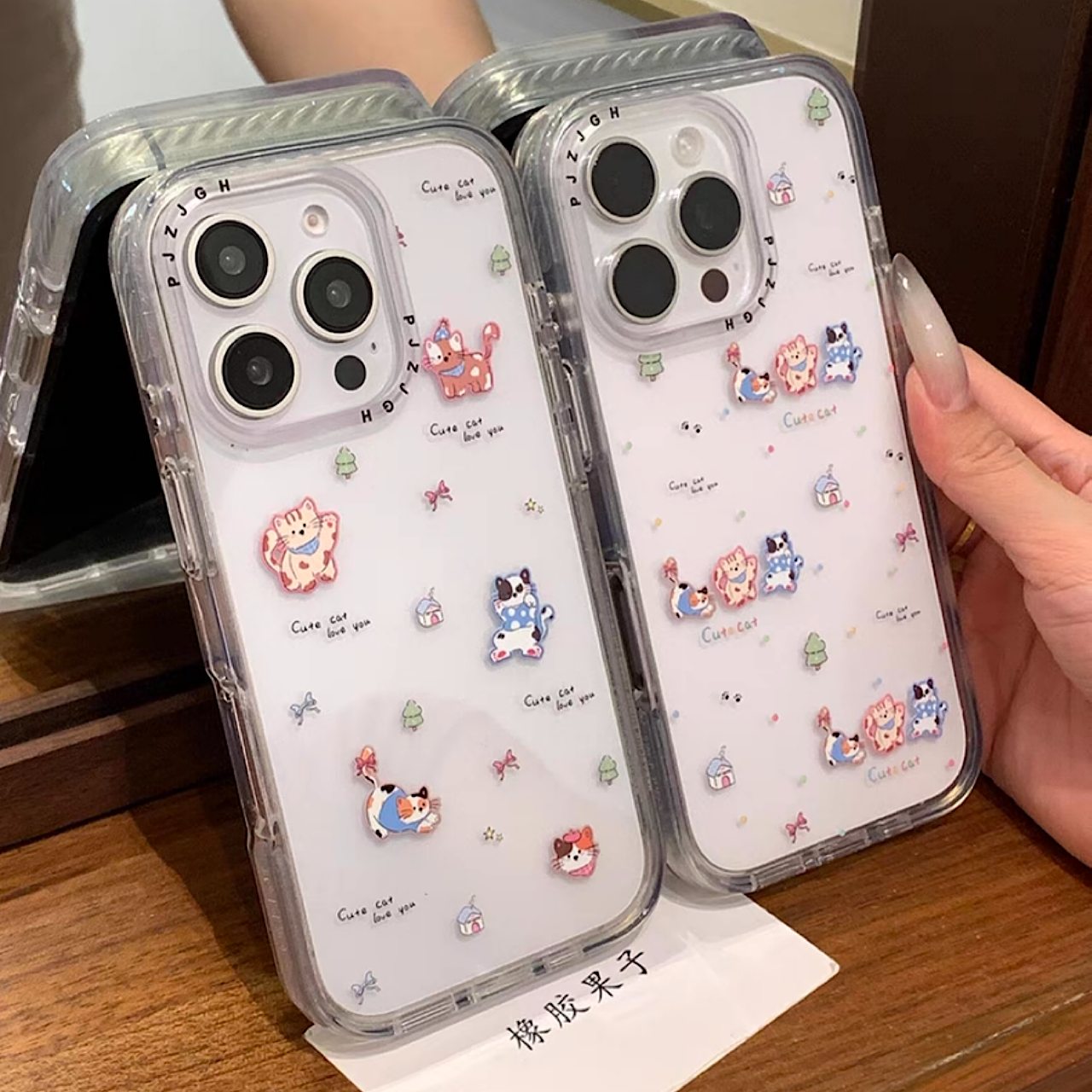 iPhoneケース かわいい 子猫 透明 クリア スマホケース