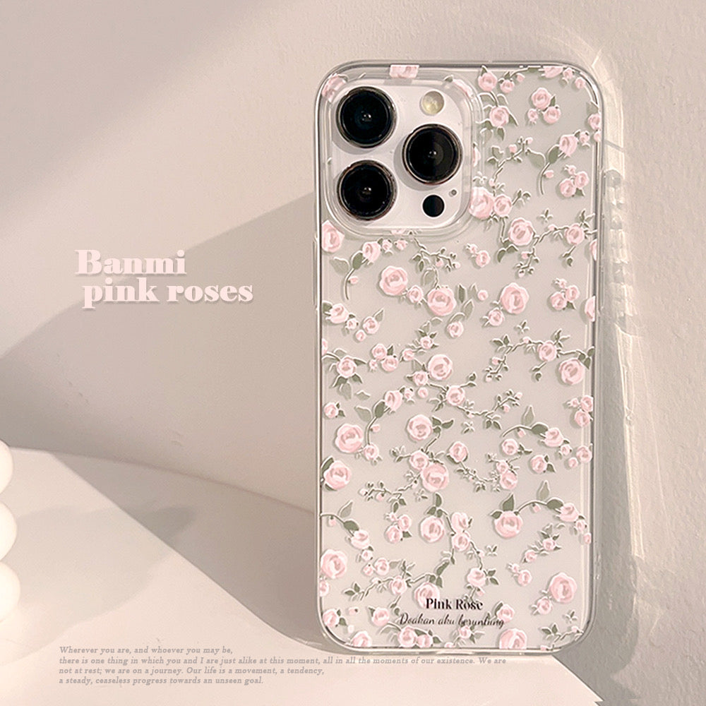 iPhoneケース ピンク フラワー かわいい 透明 クリア スマホケース