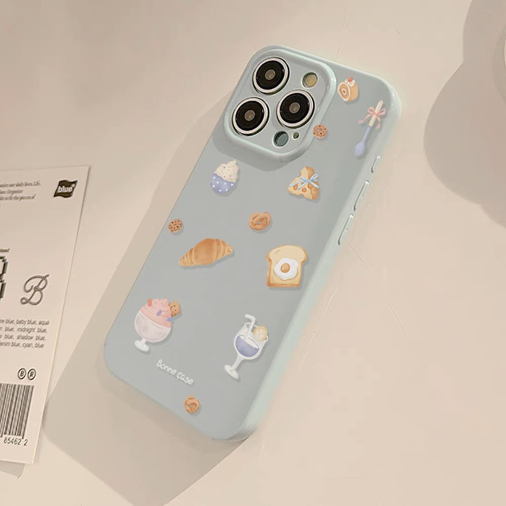 iPhoneケース かわいい パン スイーツ ブルー スマホケース