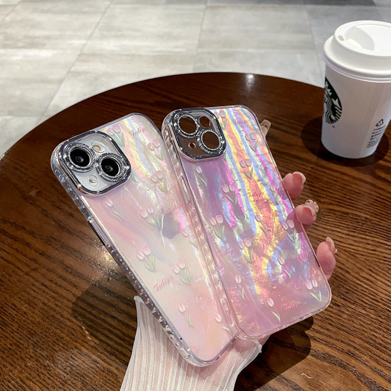 iPhoneケース おしゃれ ピンク チューリップ スマホケース