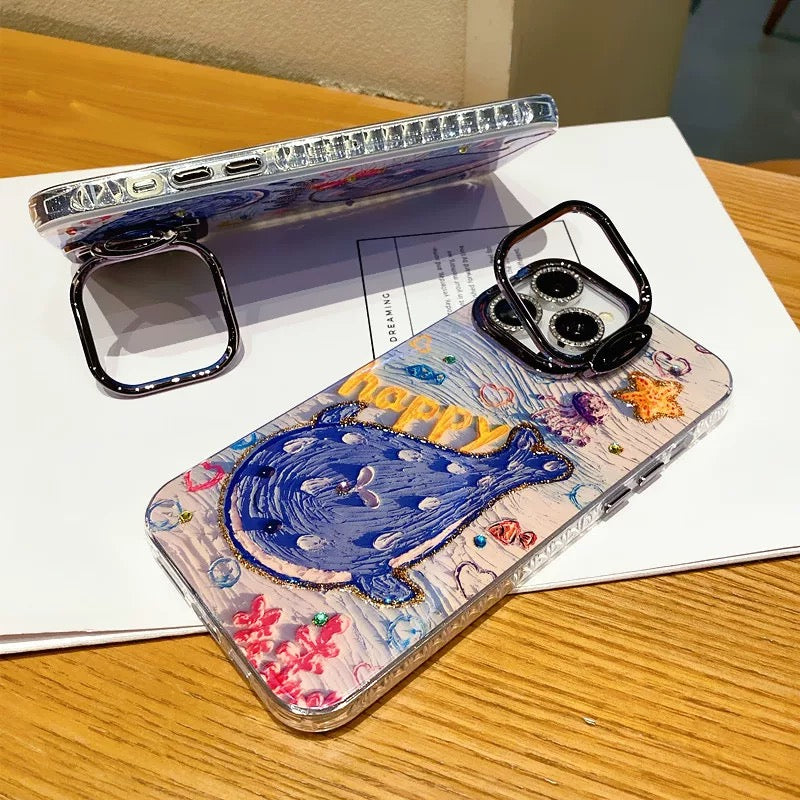 iPhoneケース かわいい ブルー 鯨 スマホケース