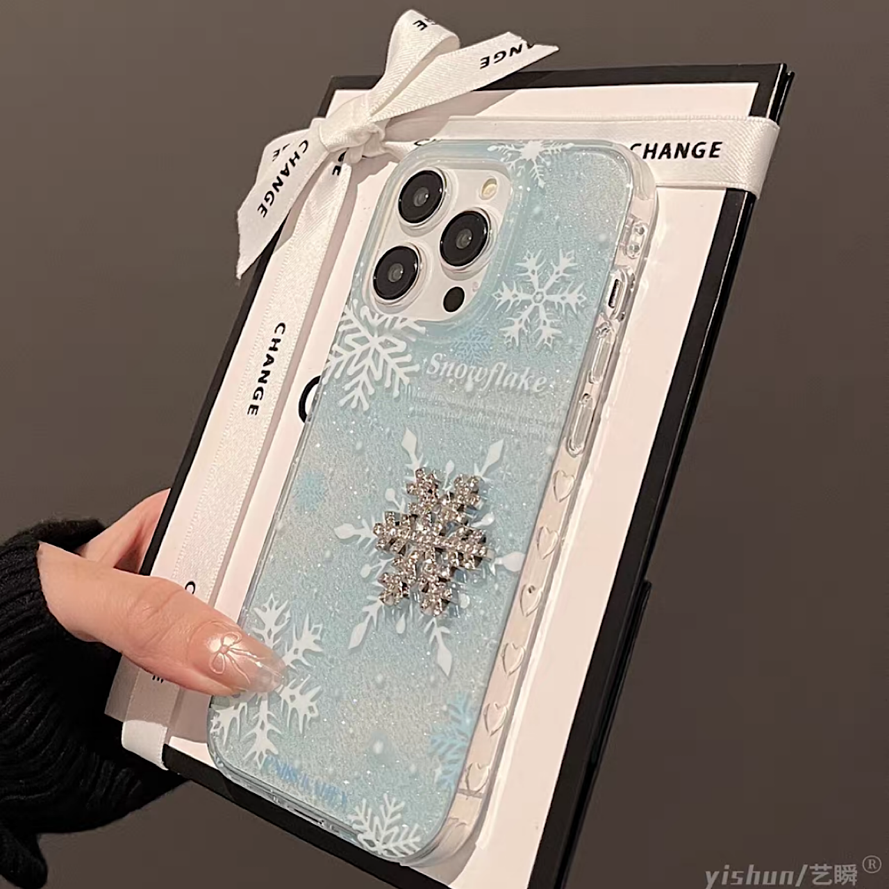 iPhoneケース おしゃれ 雪の結晶 キラキラ スマホケース