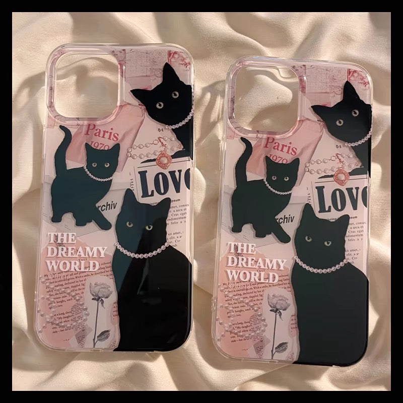 iPhoneケース かわいい 黒猫 おしゃれ スマホケース