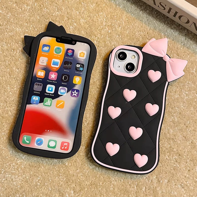 iPhoneケース かわいい リボン ハート 頑丈 韓国 スマホケース