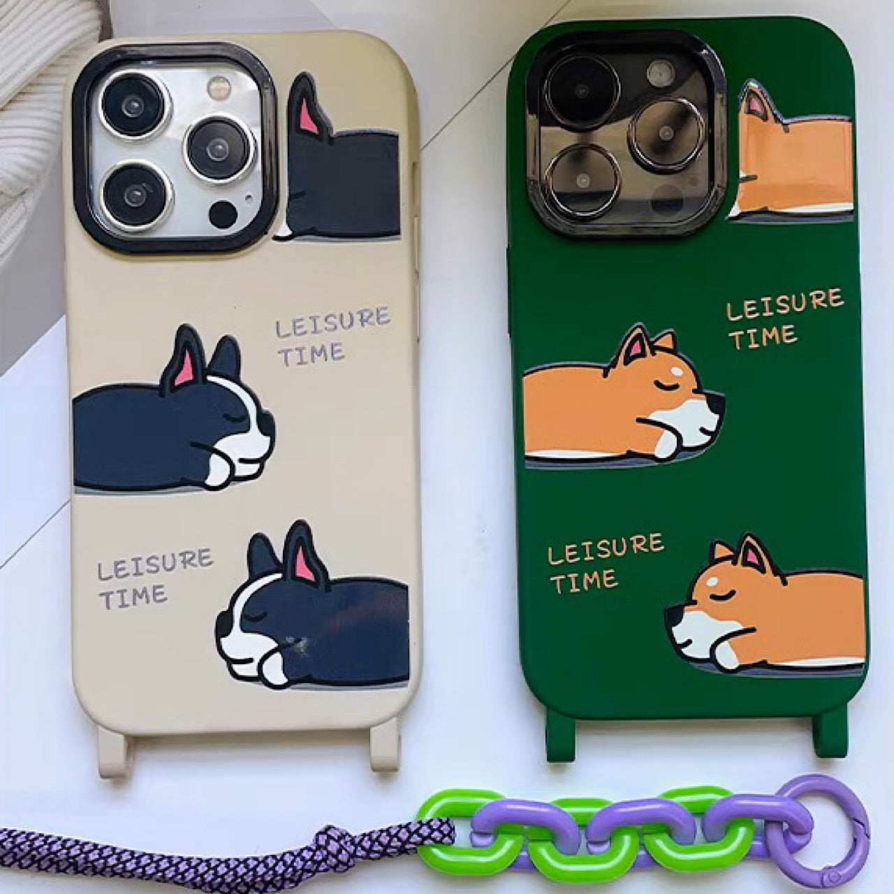 iPhoneケース かわいい 寝てる 犬 ショルダー ストラップ スマホケース