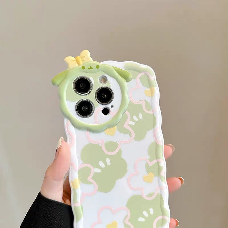 iPhoneケース ヤギカメラ かわいい フラワー スマホケース