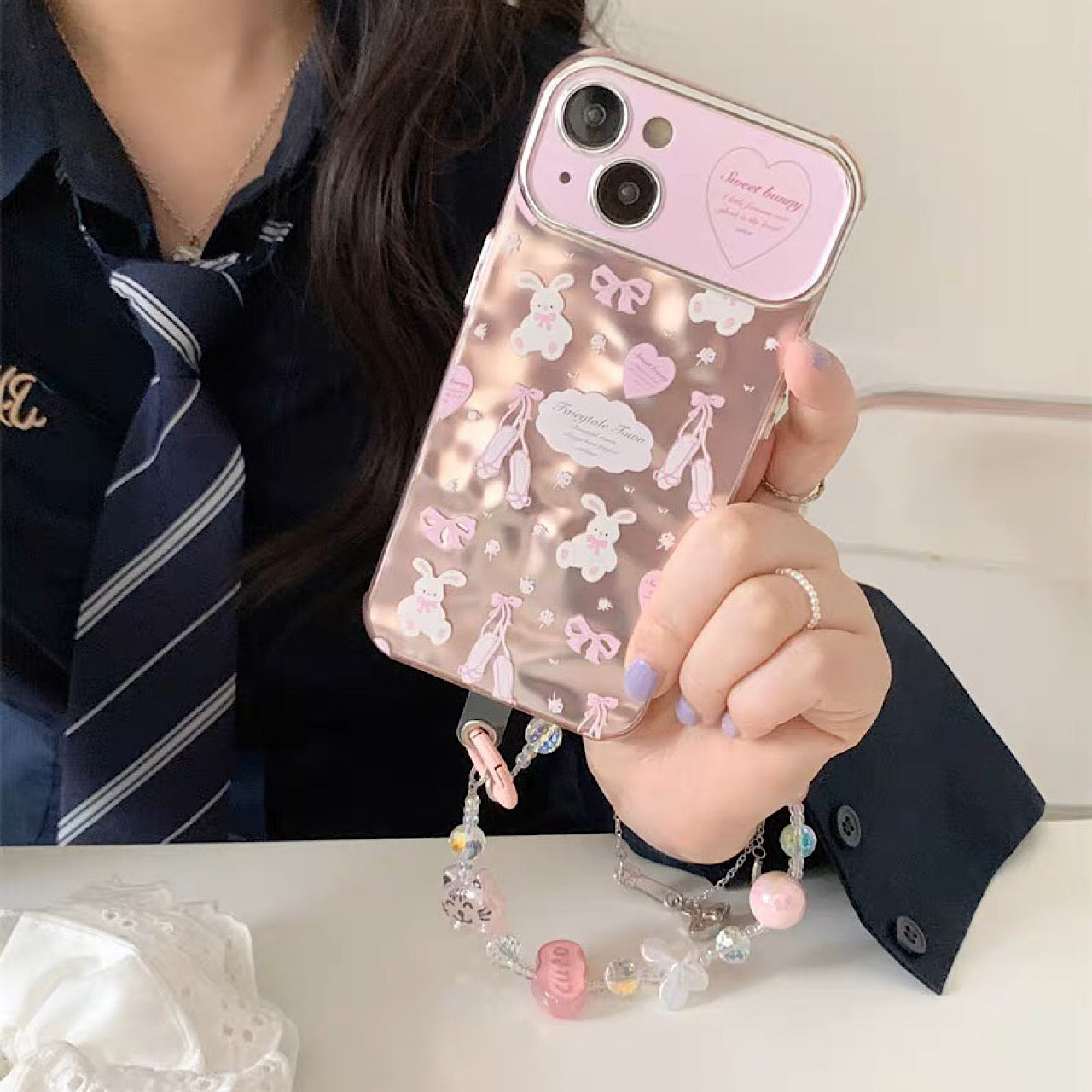 iPhoneケース かわいい うさぎ カメラ保護付き スマホケース