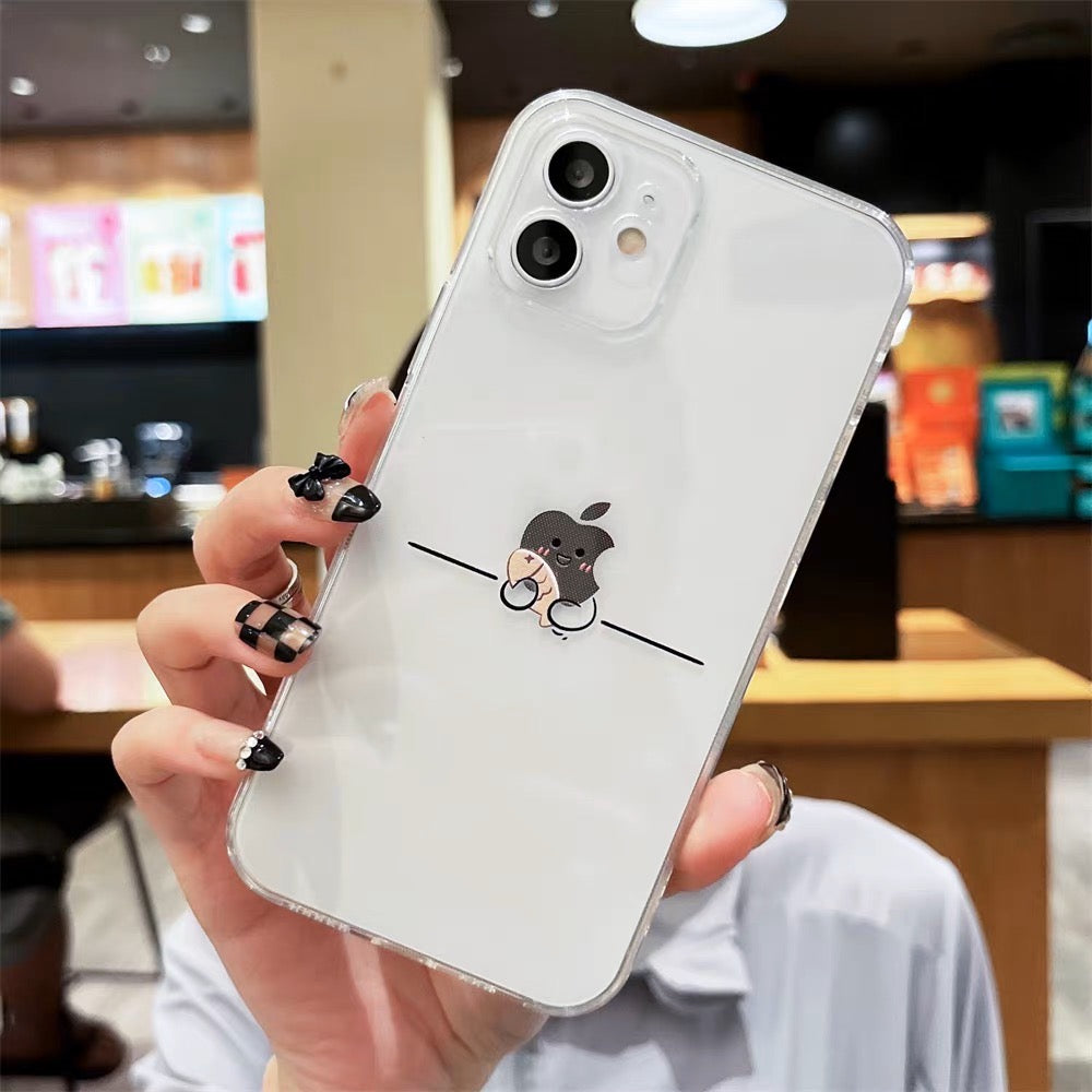 iPhoneケース かわいい タピオカ 魚 透明 クリア スマホケース