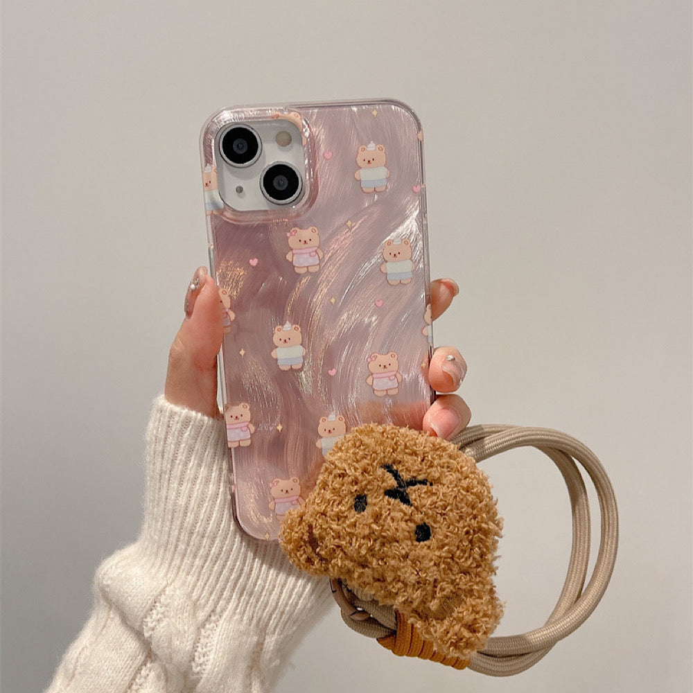 iPhoneケース かわいい キラキラ 熊 おしゃれ スマホケース