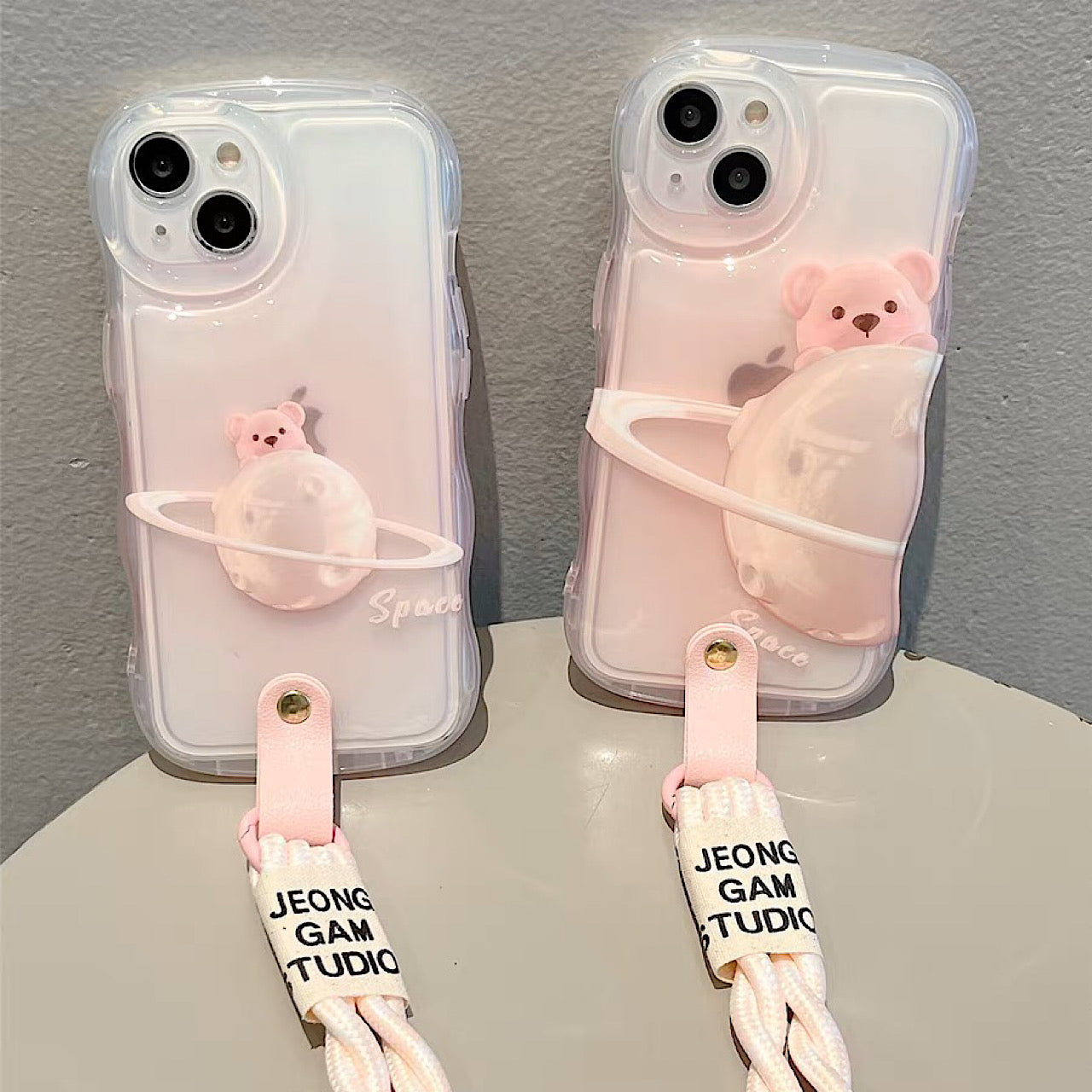 iPhoneケース かわいい 惑星 熊 ショルダー ストラップ スマホケース