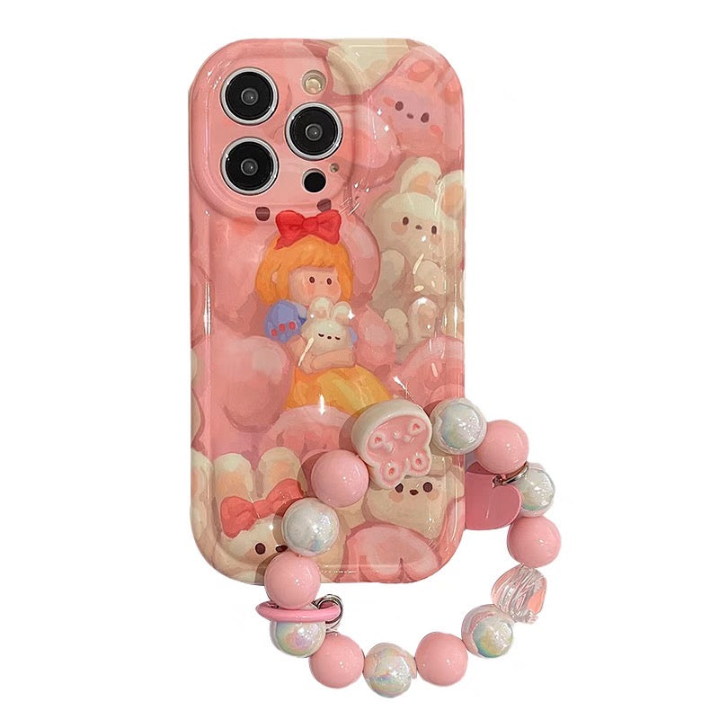 iPhoneケース かわいい うさぎ お姫様 ピンク スマホケース