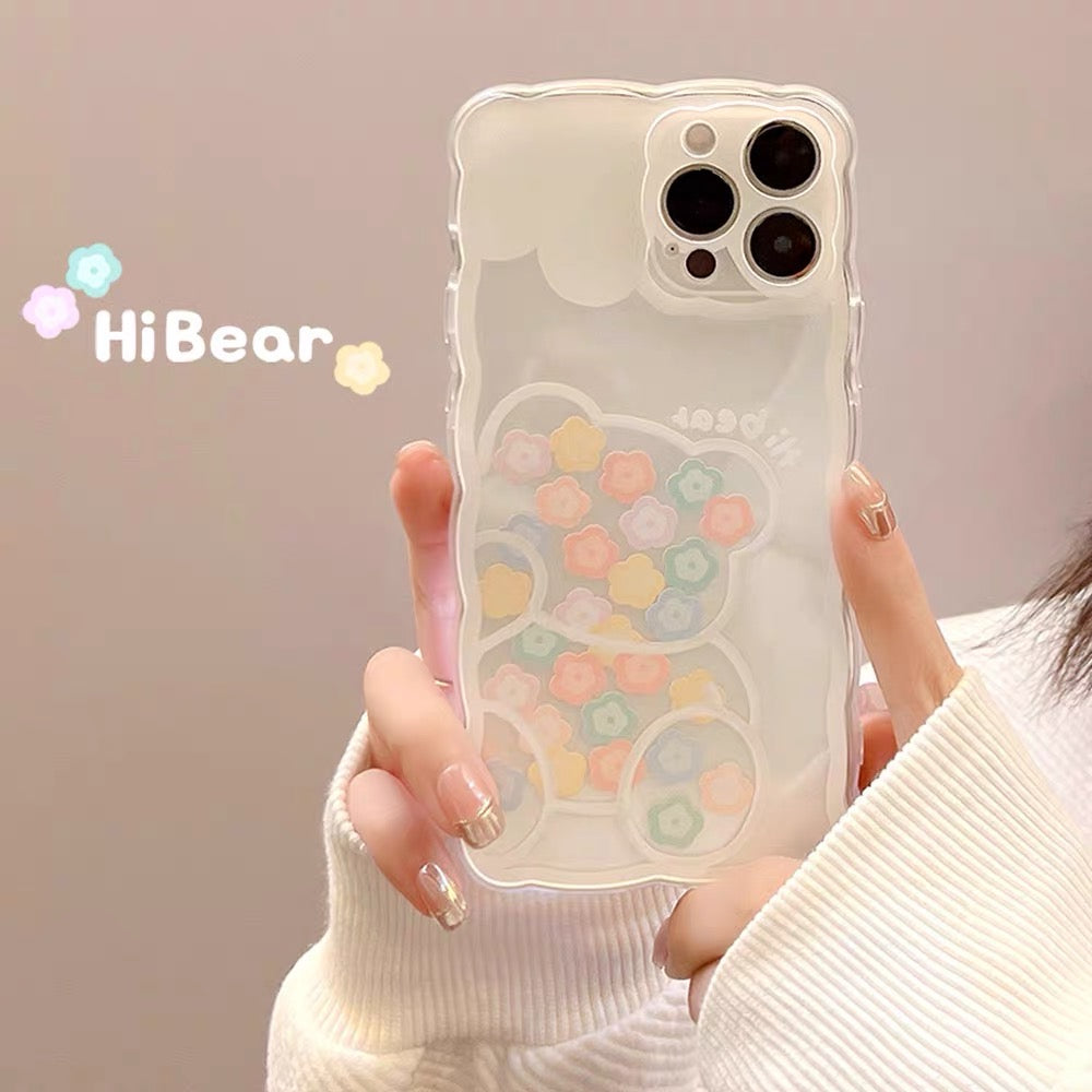 iPhoneケース かわいい くま カラフル フラワー おしゃれ スマホケース