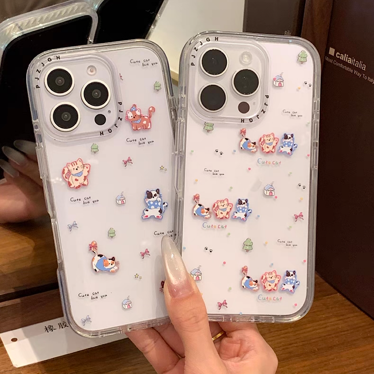 iPhoneケース かわいい 子猫 透明 クリア スマホケース