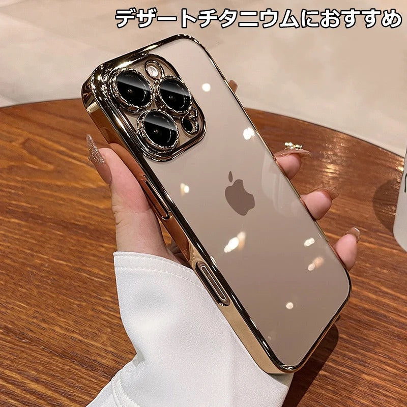 iPhoneケース　チタニウム 黄ばまないカメラ保護 軽量　透明　クリア　スマホケース