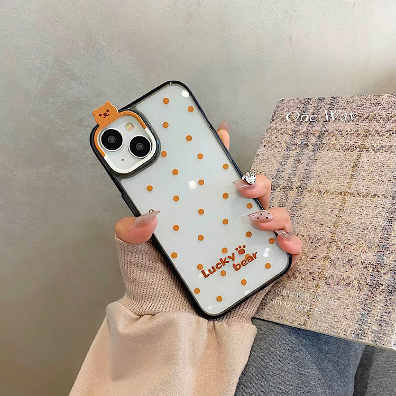 iPhoneケース かわいい 立体 熊 透明 クリア スマホケース