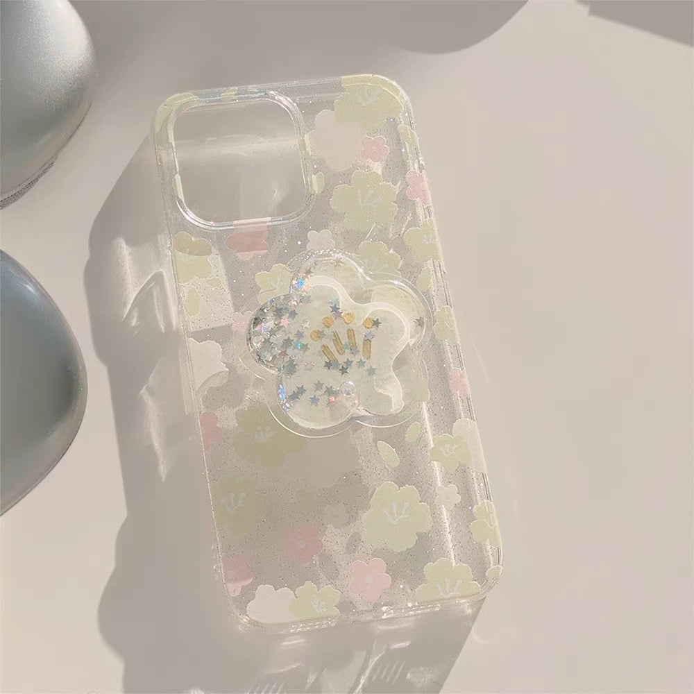 iPhoneケース かわいい フラワー 透明 クリア スマホケース