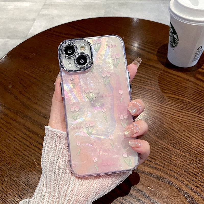 iPhoneケース おしゃれ ピンク チューリップ スマホケース