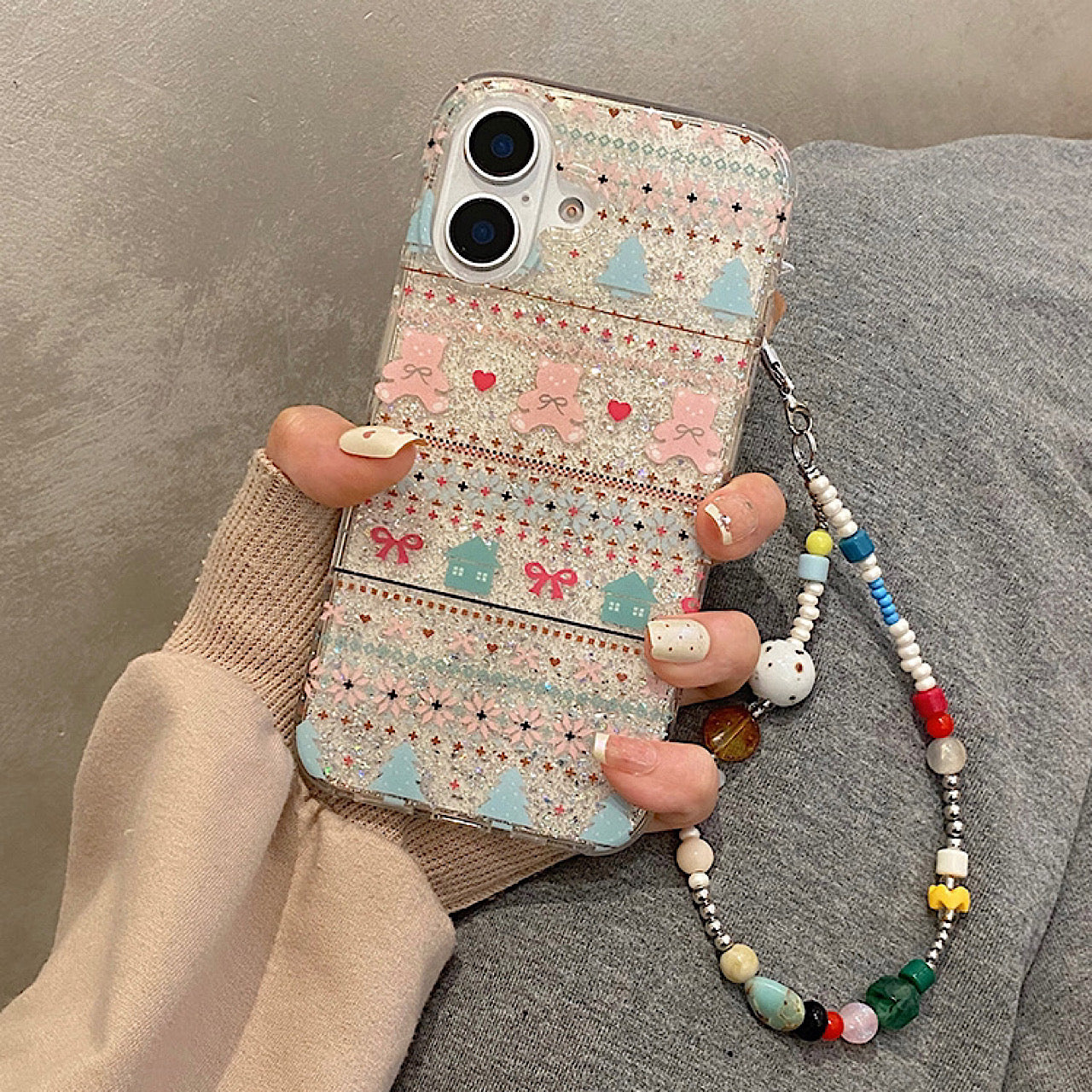 iPhoneケース　かわいい　カラフル柄　おしゃれ　スマホケース