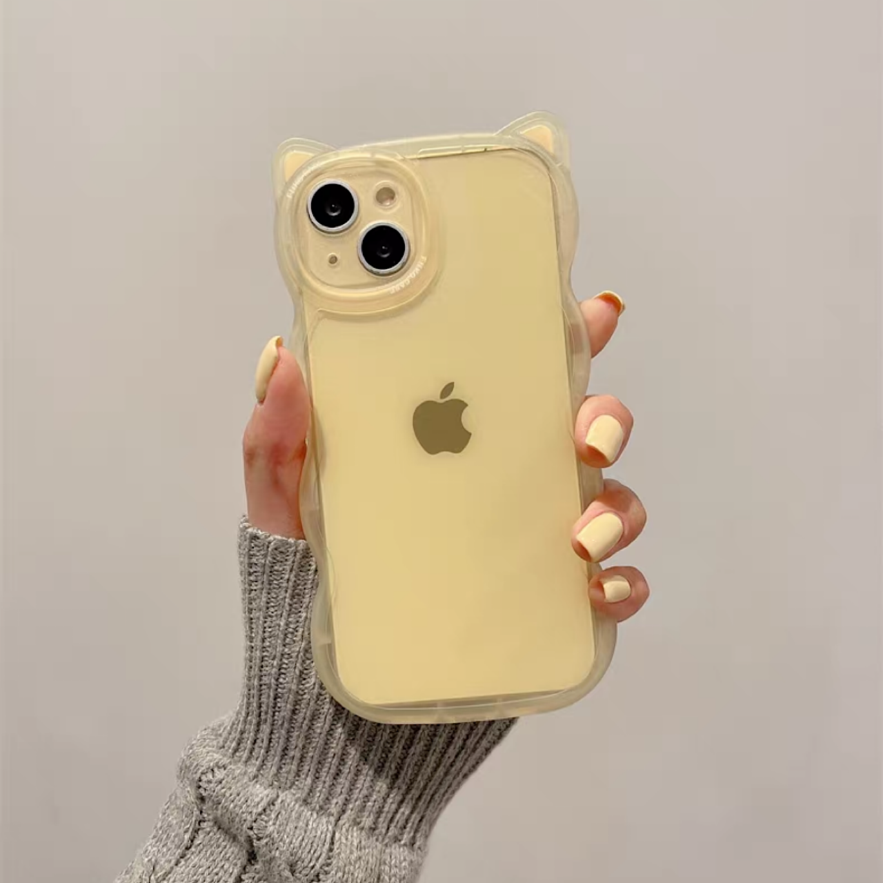 iPhoneケース かわいい 耳付き うねうね 半透明 韓国 スマホケース