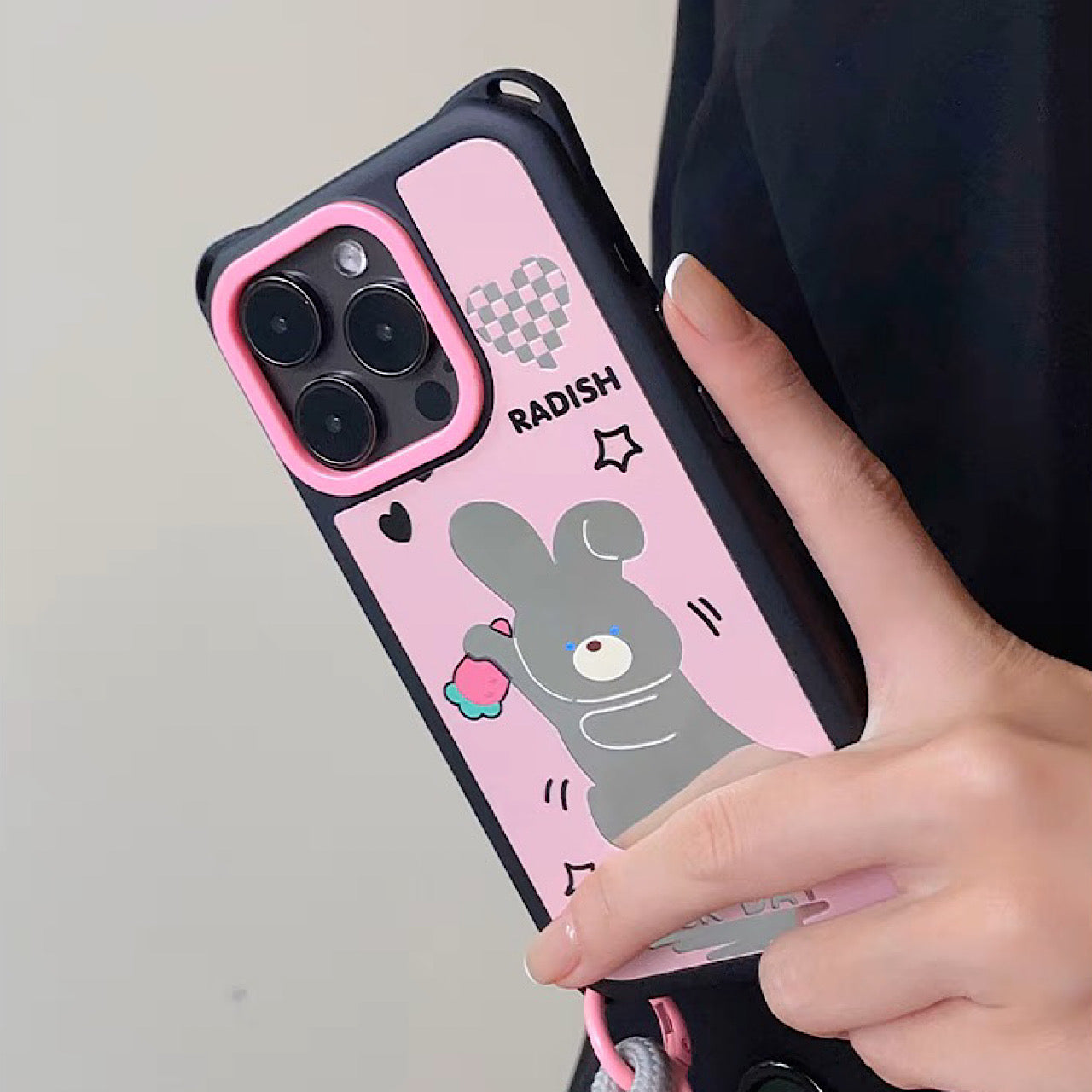 iPhoneケース かわいい うさぎ にんじん 頑丈 ショルダー ストラップ スマホケース