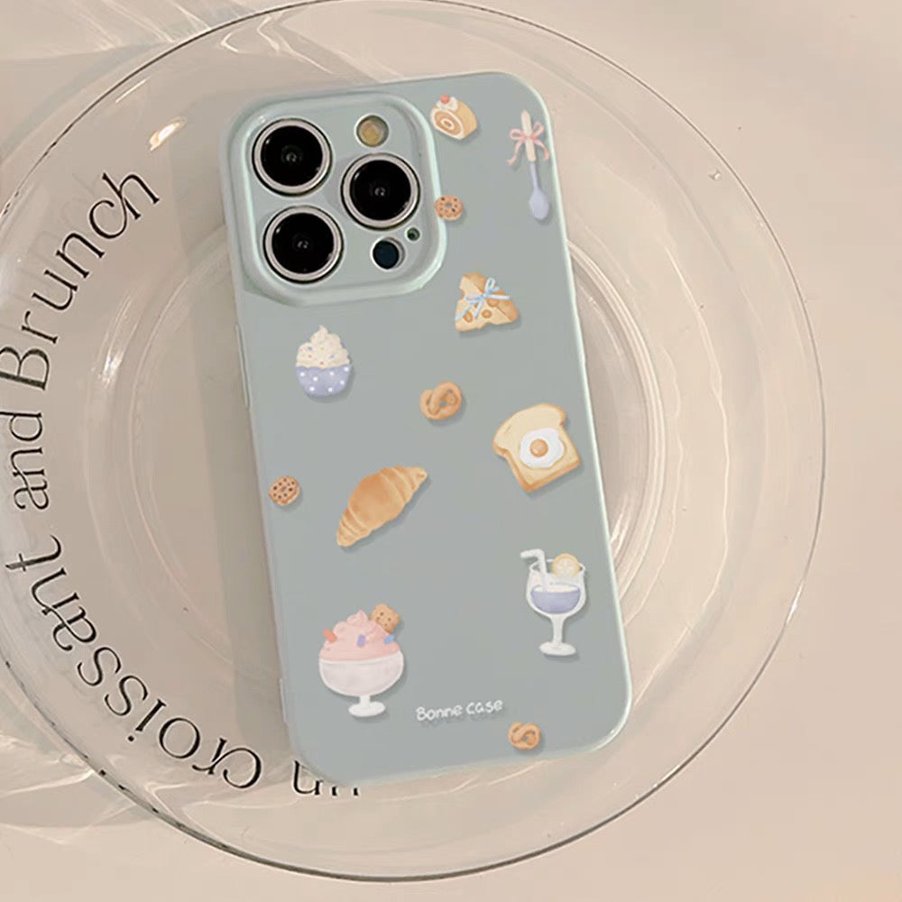 iPhoneケース かわいい パン スイーツ ブルー スマホケース