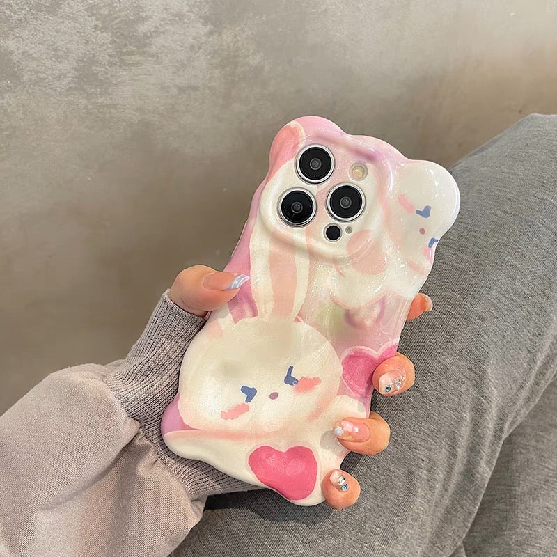 iPhoneケース かわいい うさぎ おしゃれ 凹凸 スマホケース