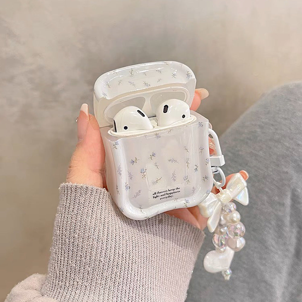 AirPodsケース ホワイト フラワー かわいい AirPods proケース