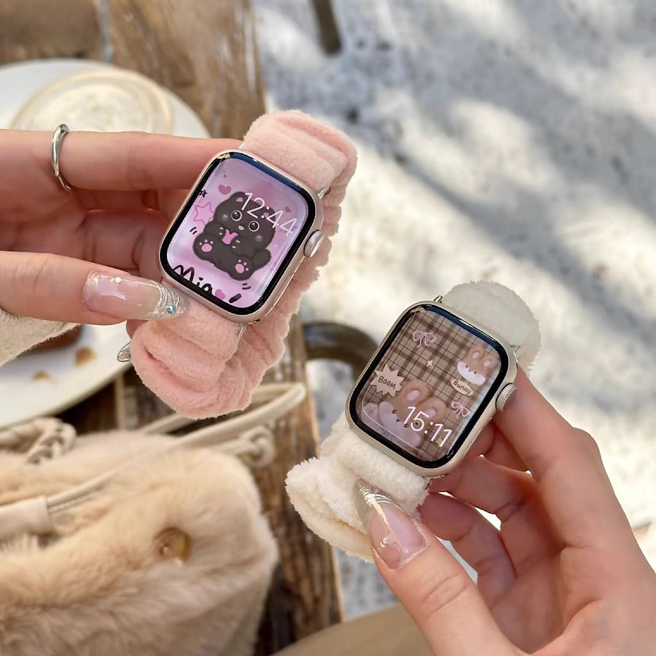 AppleWatch かわいい もふもふ アップルウォッチバンド