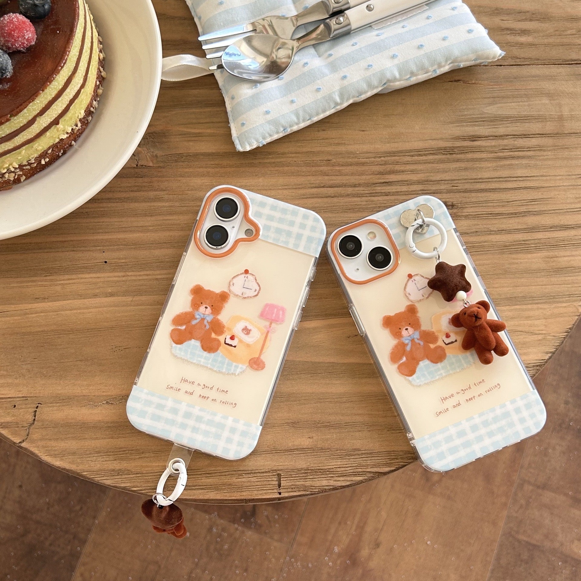 iPhoneケース かわいい 熊 立体 チャーム ストラップ スマホケース