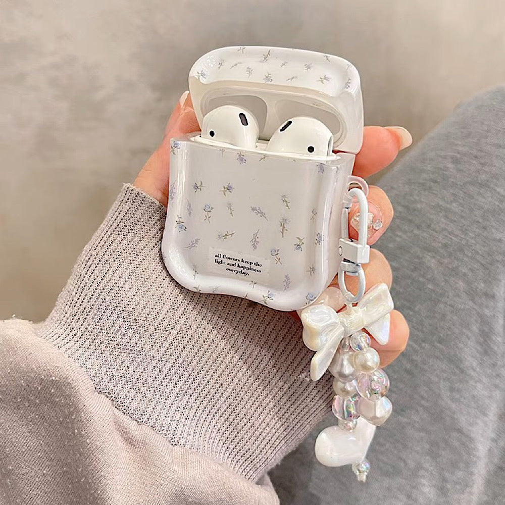 AirPodsケース ホワイト フラワー かわいい AirPods proケース