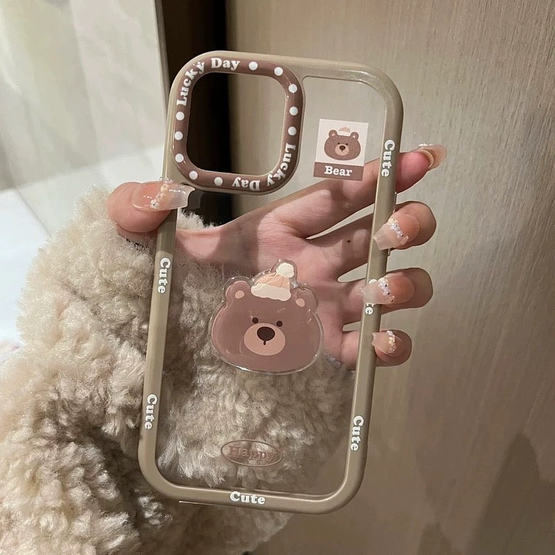 iPhoneケース　かわいい　立体　アニマル　透明　クリア　スマホケース