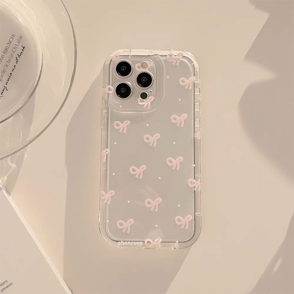 iPhoneケース かわいい ピンク リボン 透明 クリア スマホケース