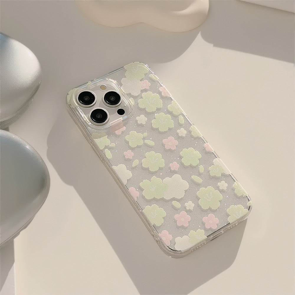 iPhoneケース かわいい フラワー 透明 クリア スマホケース