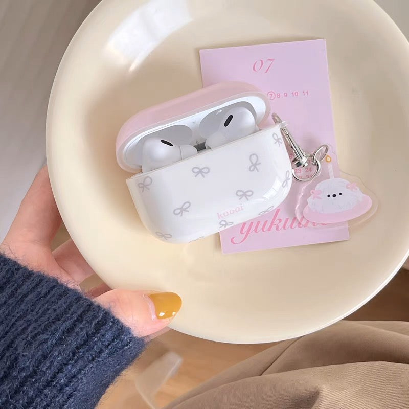 AirPodsケース かわいい リボン パープル AirPods Proケース