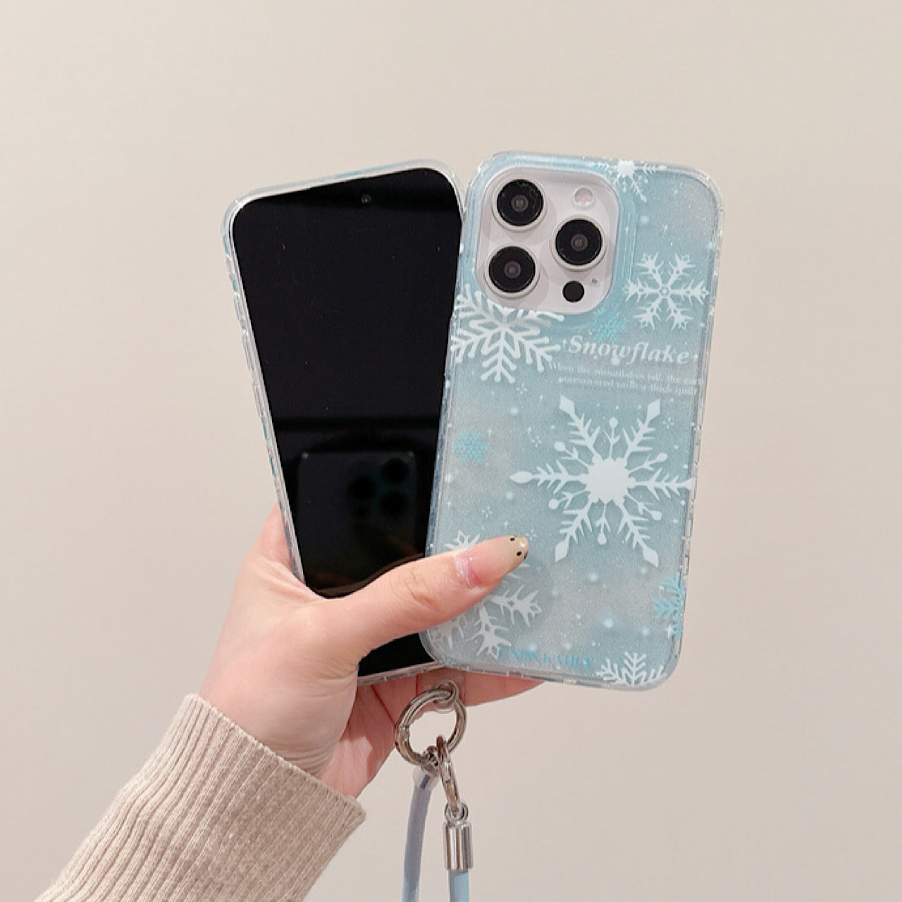 iPhoneケース　おしゃれ　キラキラ　雪の結晶　スマホケース