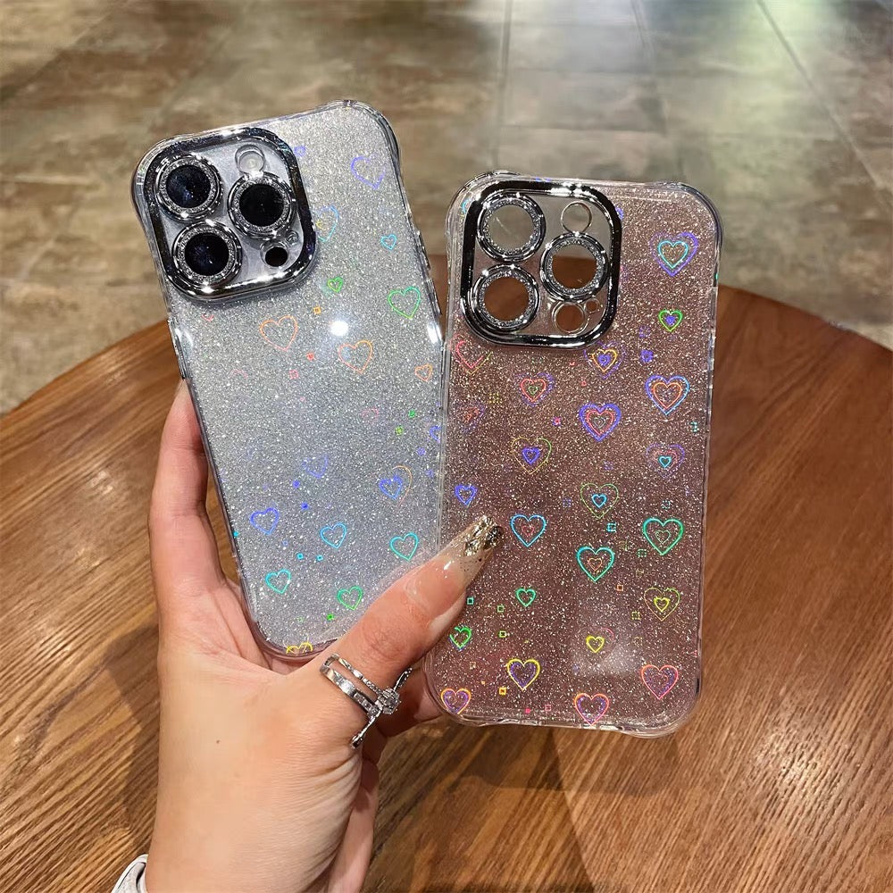 iPhoneケース かわいい キラキラ ハート 韓国 スマホケース