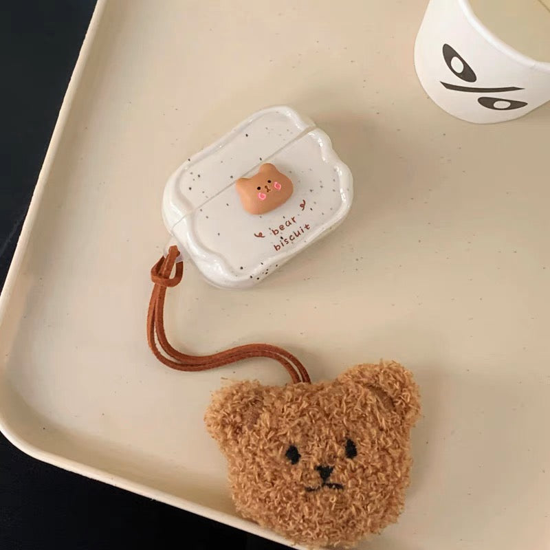 AirPodsケース かわいい 立体 熊 ストラップ付き AirPods Proケース