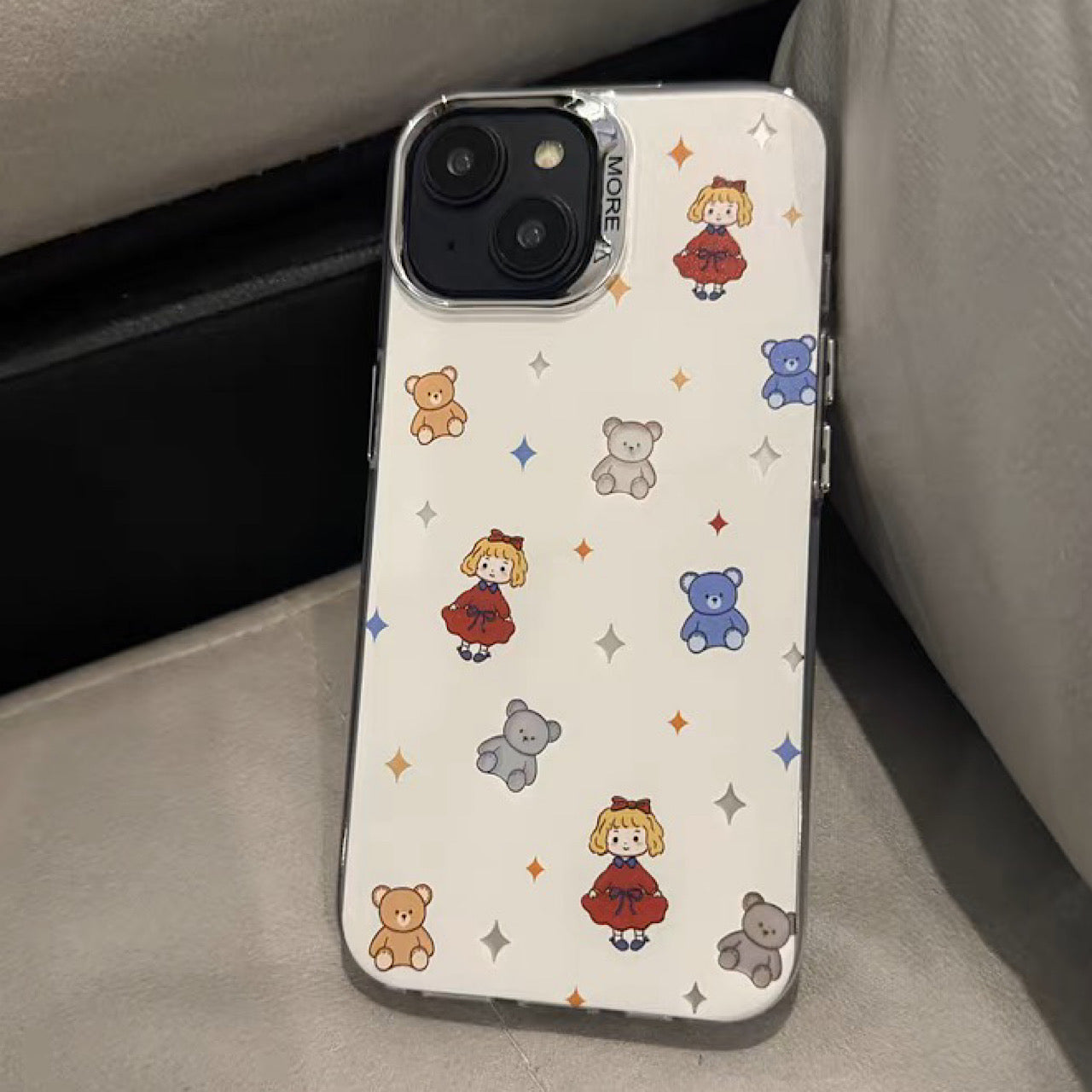 iPhoneケース かわいい 女の子 熊のぬいぐるみ ホワイト スマホケース