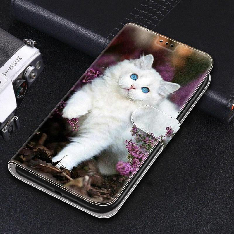 iPhoneケース かわいい ホワイト 猫 手帳型 スマホケース