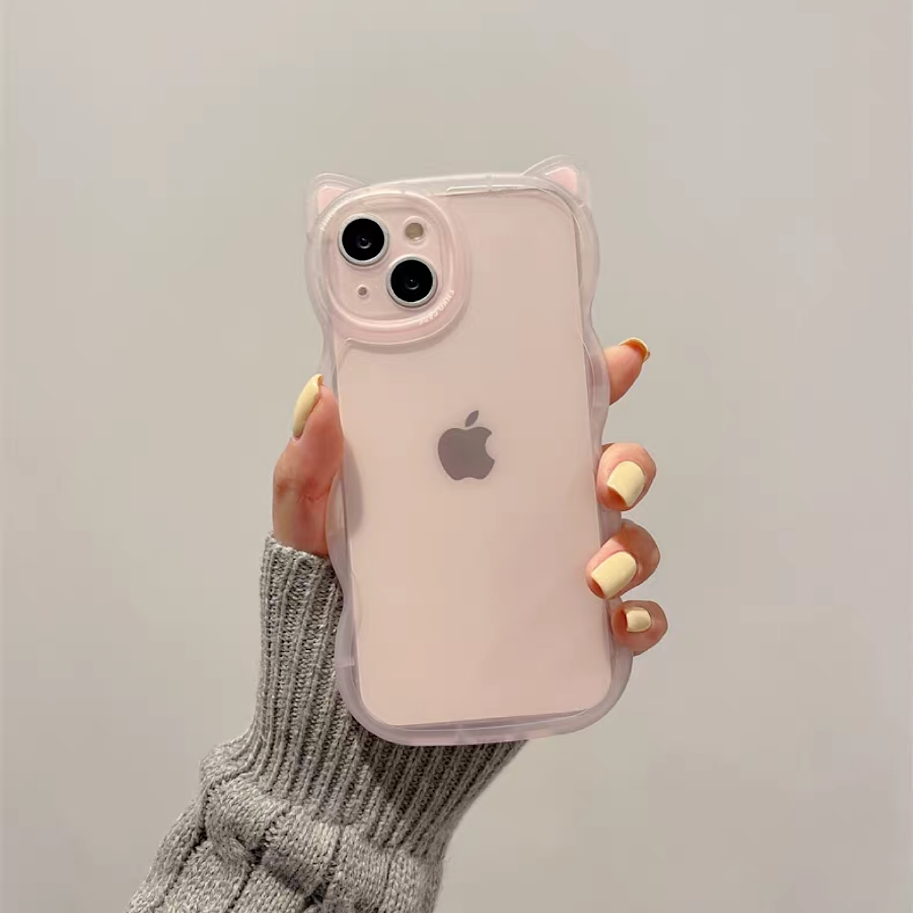 iPhoneケース かわいい 耳付き うねうね 半透明 韓国 スマホケース