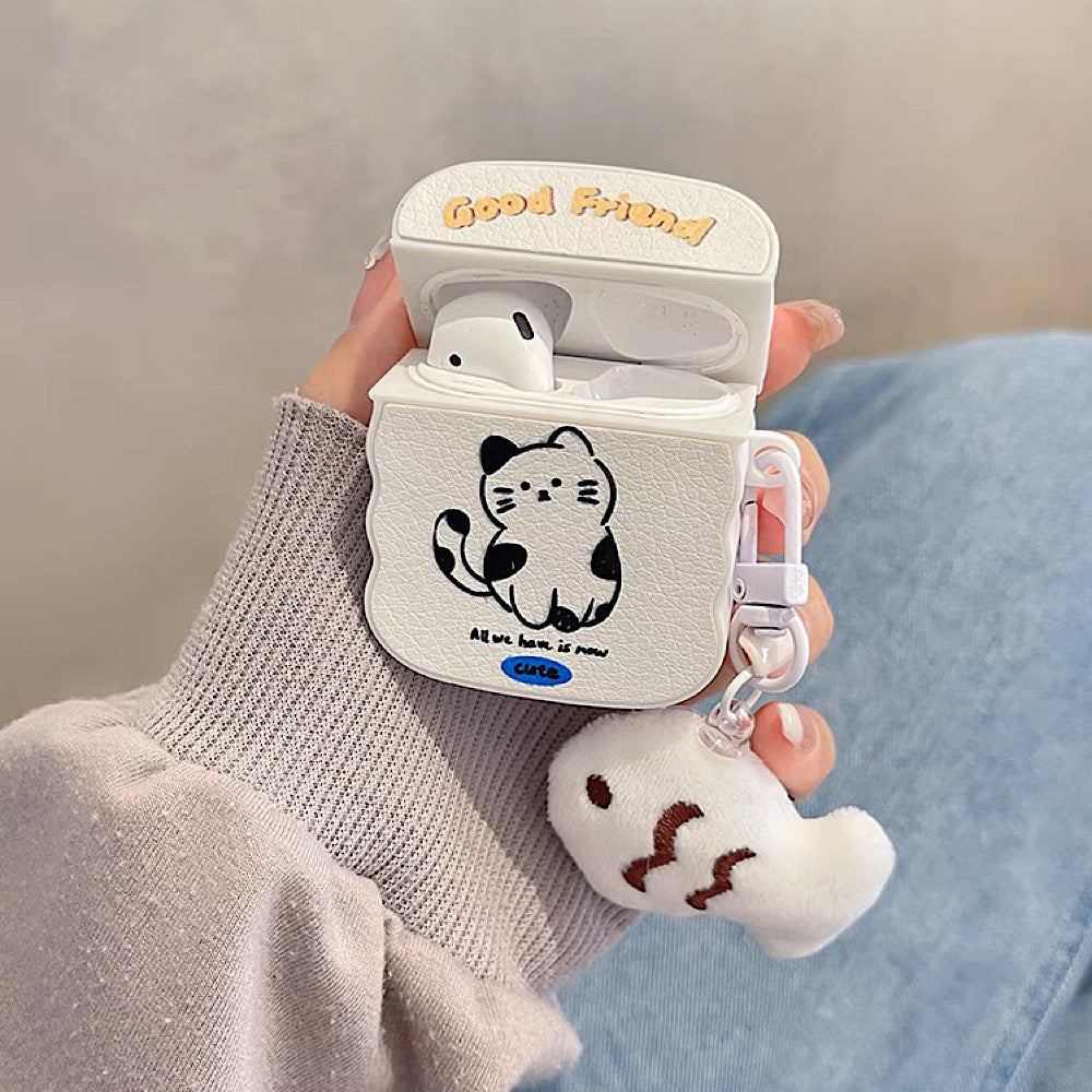 AirPodsケース かわいい 猫 魚ストラップ付き AirPods proケース