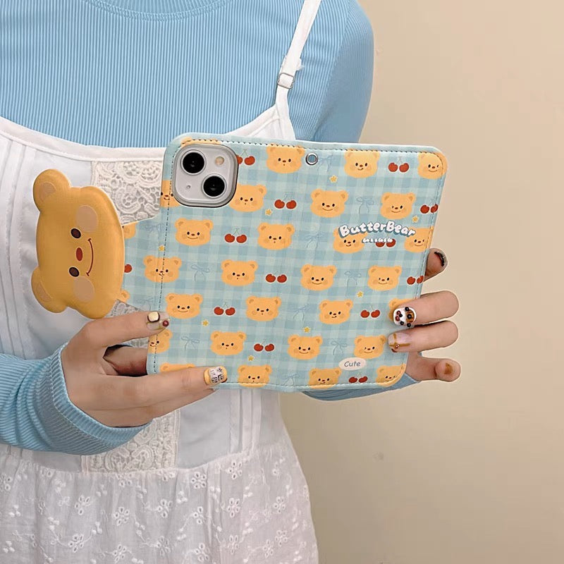 iPhoneケース かわいい 熊 手帳型 スマホケース