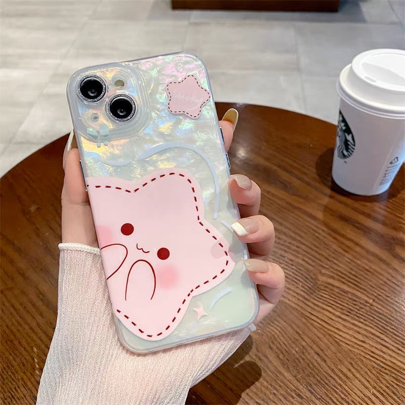 iPhoneケース かわいい スター ホワイト スマホケース