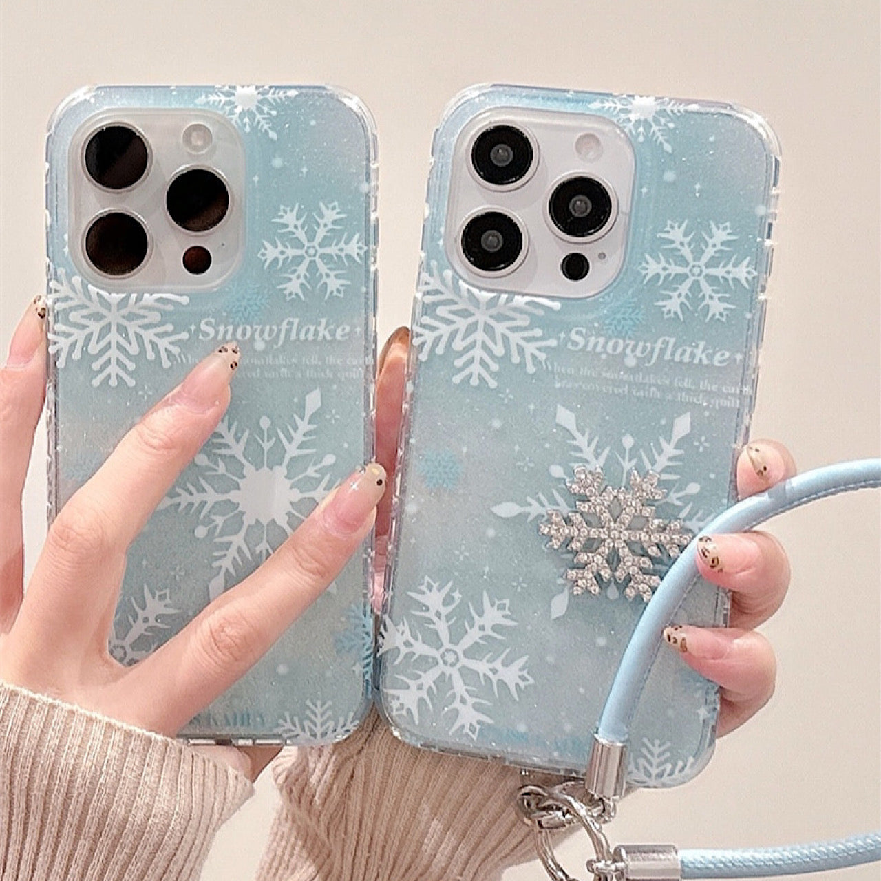 iPhoneケース　おしゃれ　キラキラ　雪の結晶　スマホケース