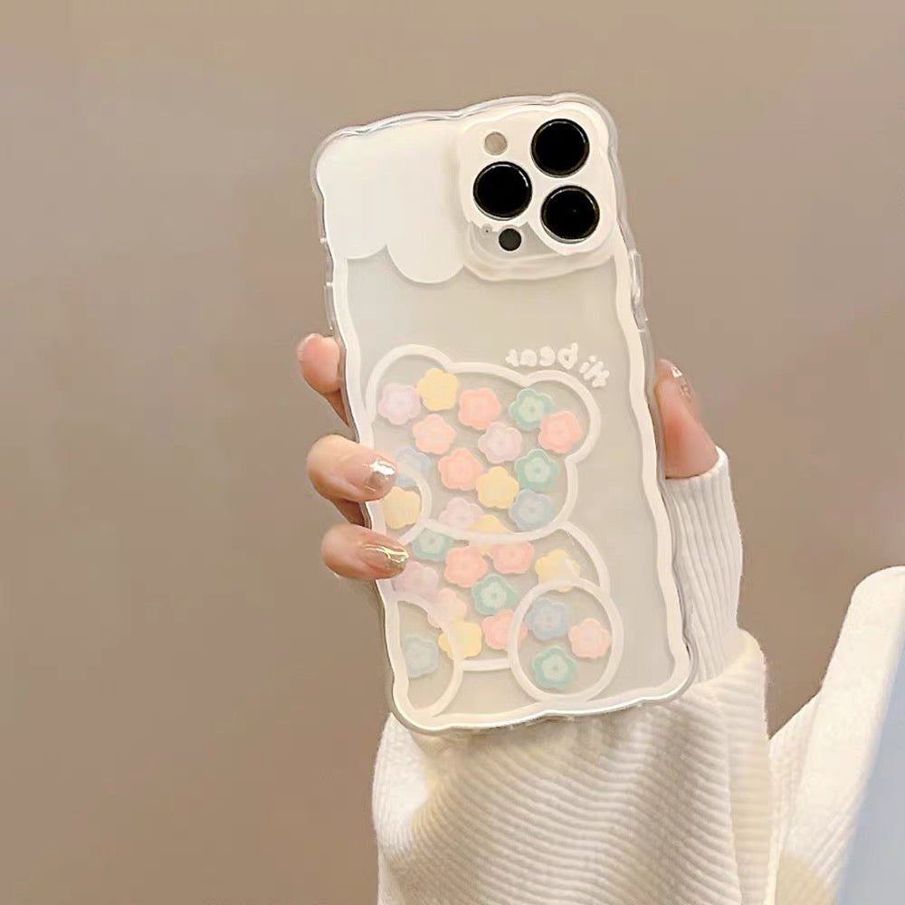 iPhoneケース かわいい くま カラフル フラワー おしゃれ スマホケース