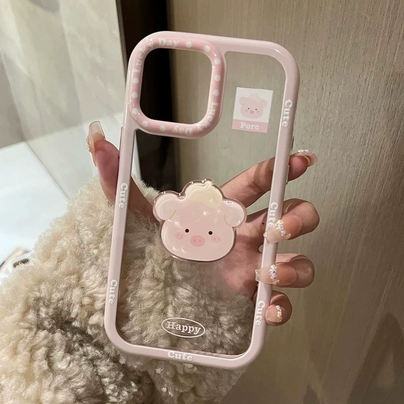 iPhoneケース　かわいい　立体　アニマル　透明　クリア　スマホケース